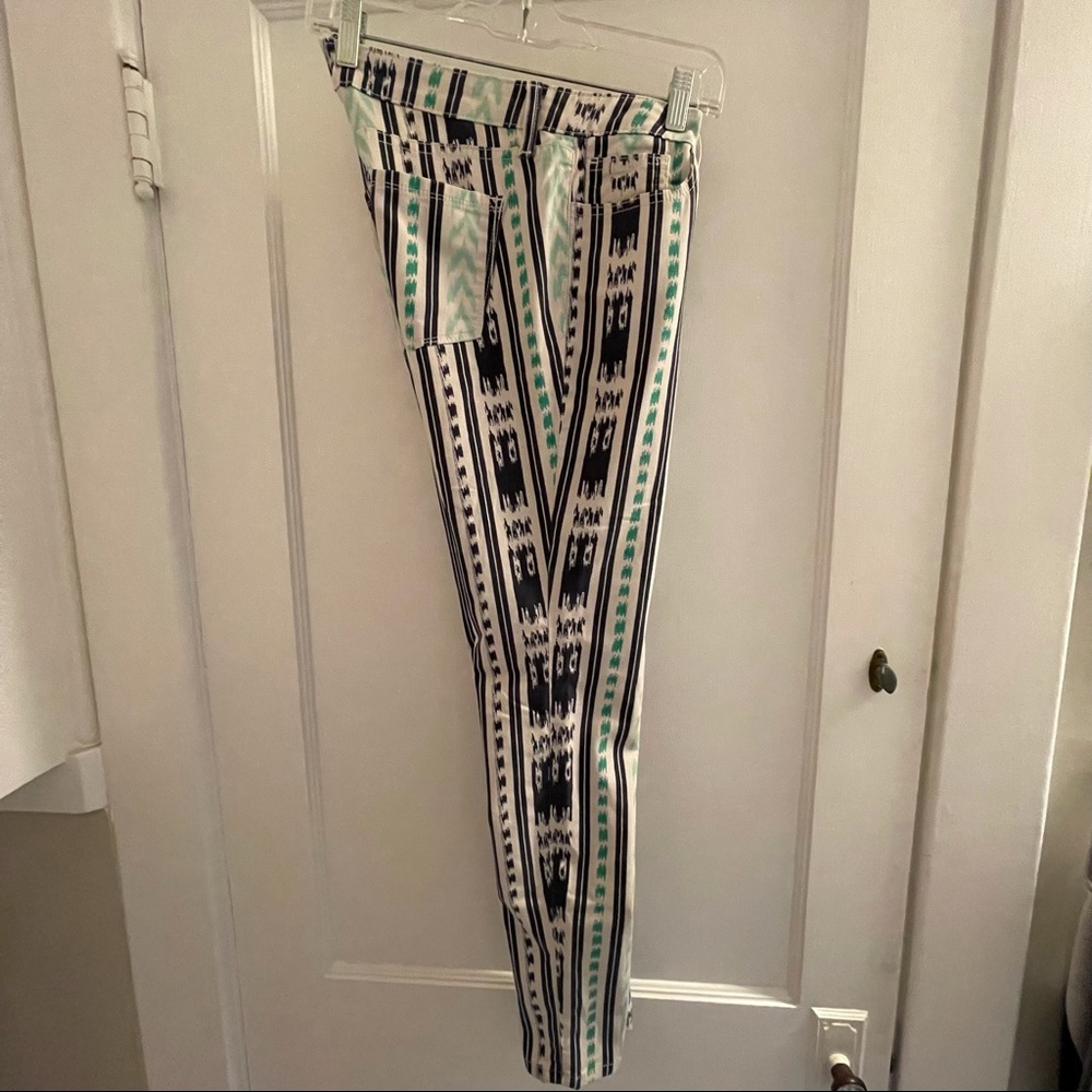 Blue, green and white printed Joie skinny jeans 28